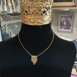 Gold-Tone Pyramid Slide Pendant Necklace Set - Unbranded